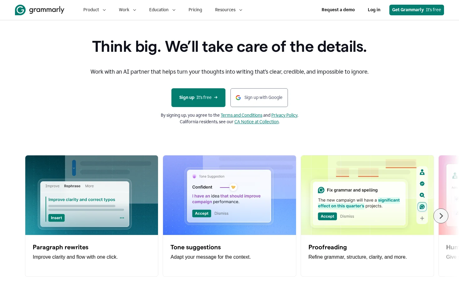 Grammarly 页面快照